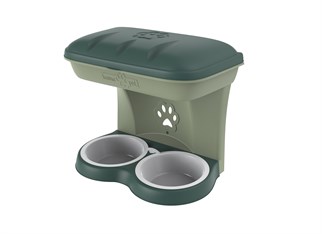 Bama Maxi Köpek Beslenme Ünitesi, Mama Standı , Plastik Mama Kabı, Yeşil